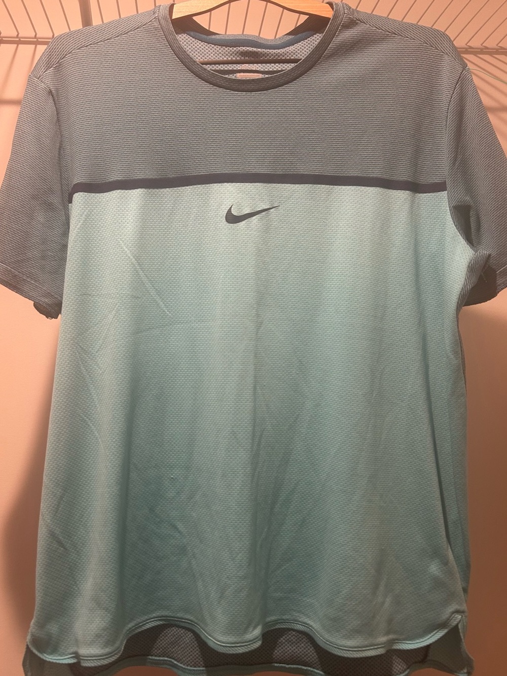 Nike Men's Teal and Grey Short Sleeve Reflective Performance Tee shirt XL